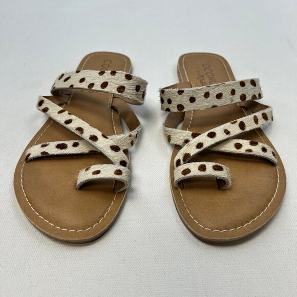 Coconuts by Matisse Womens Slip On Dotted Sandals Cream/Brown Size 7M - Picture 4 of 9